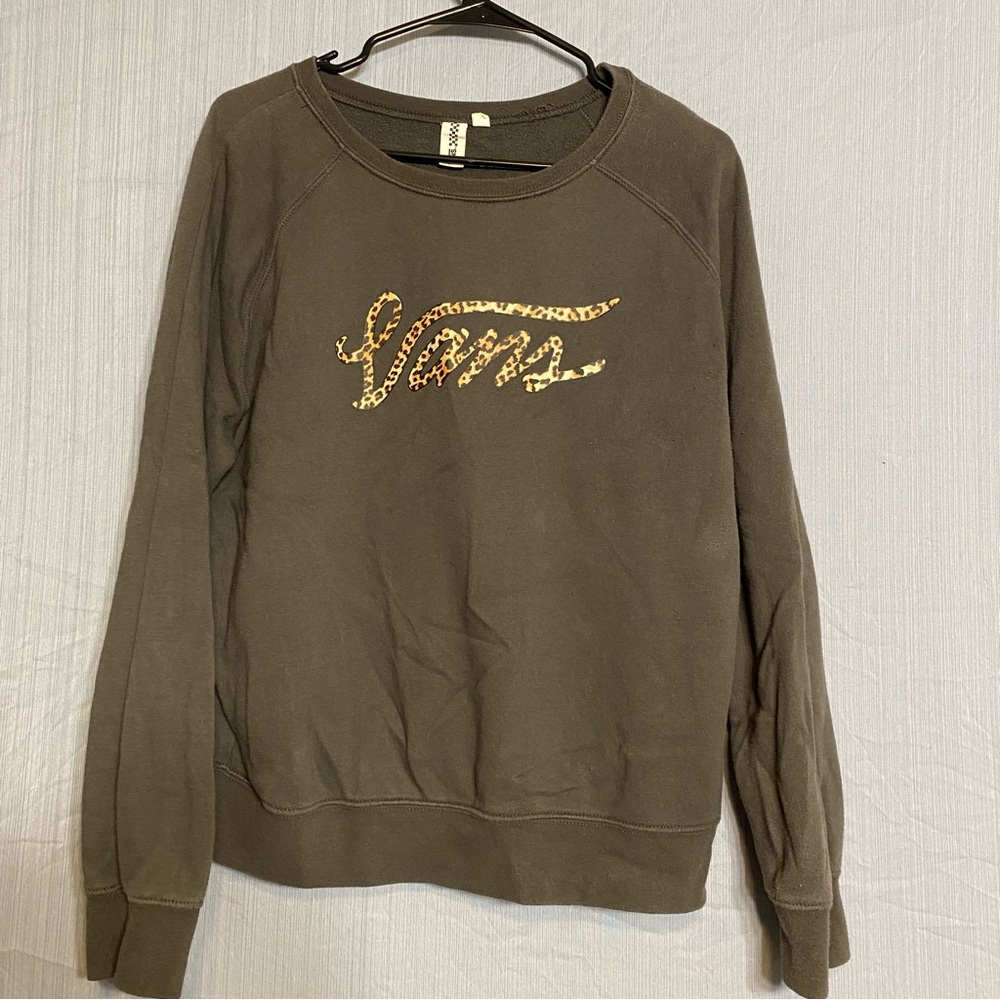 Vans Gray Sweater with Leopard Logo